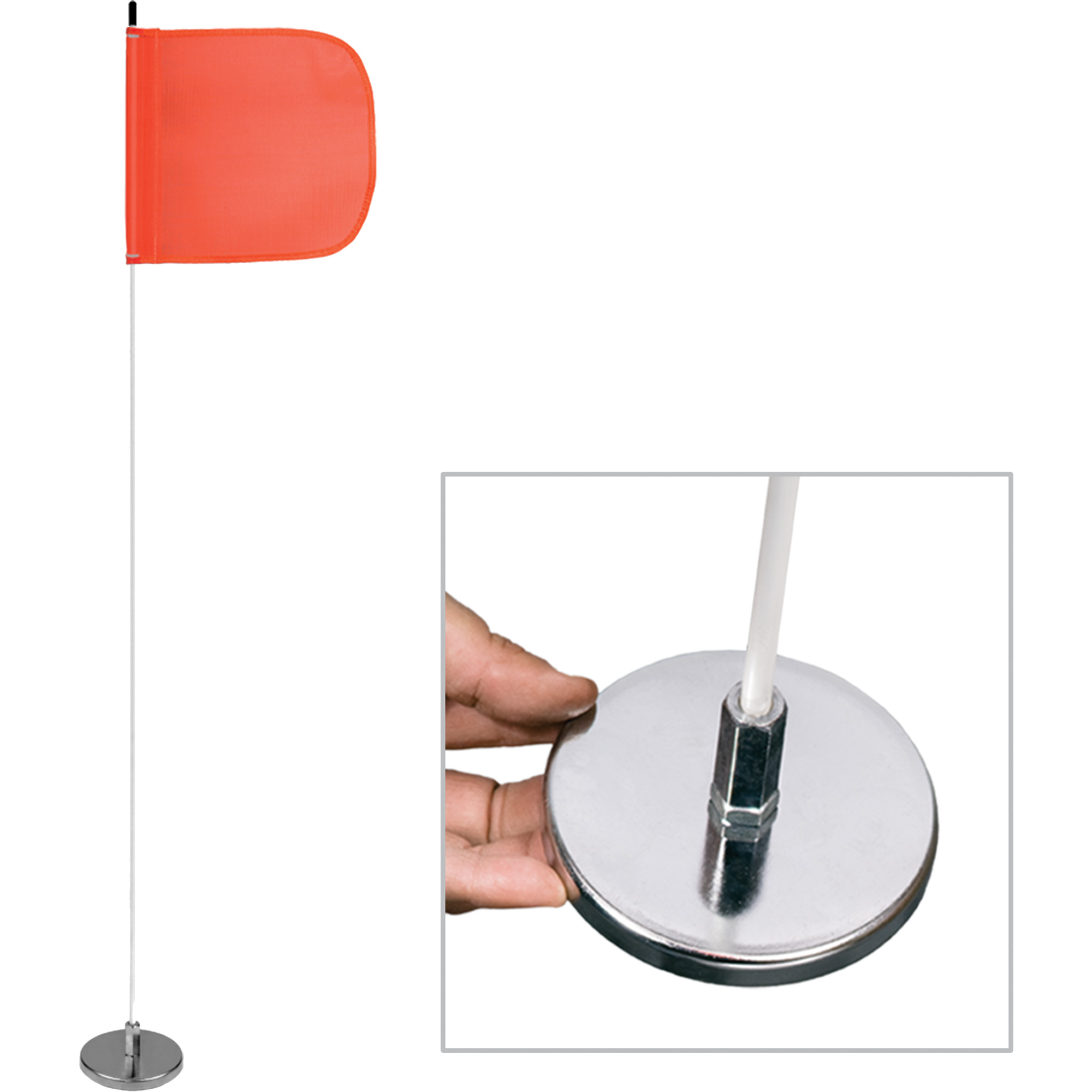Tiges de sécurité pour travaux légers Safety WhipMD, Fixation Aimant, Hauteur 5', Orange