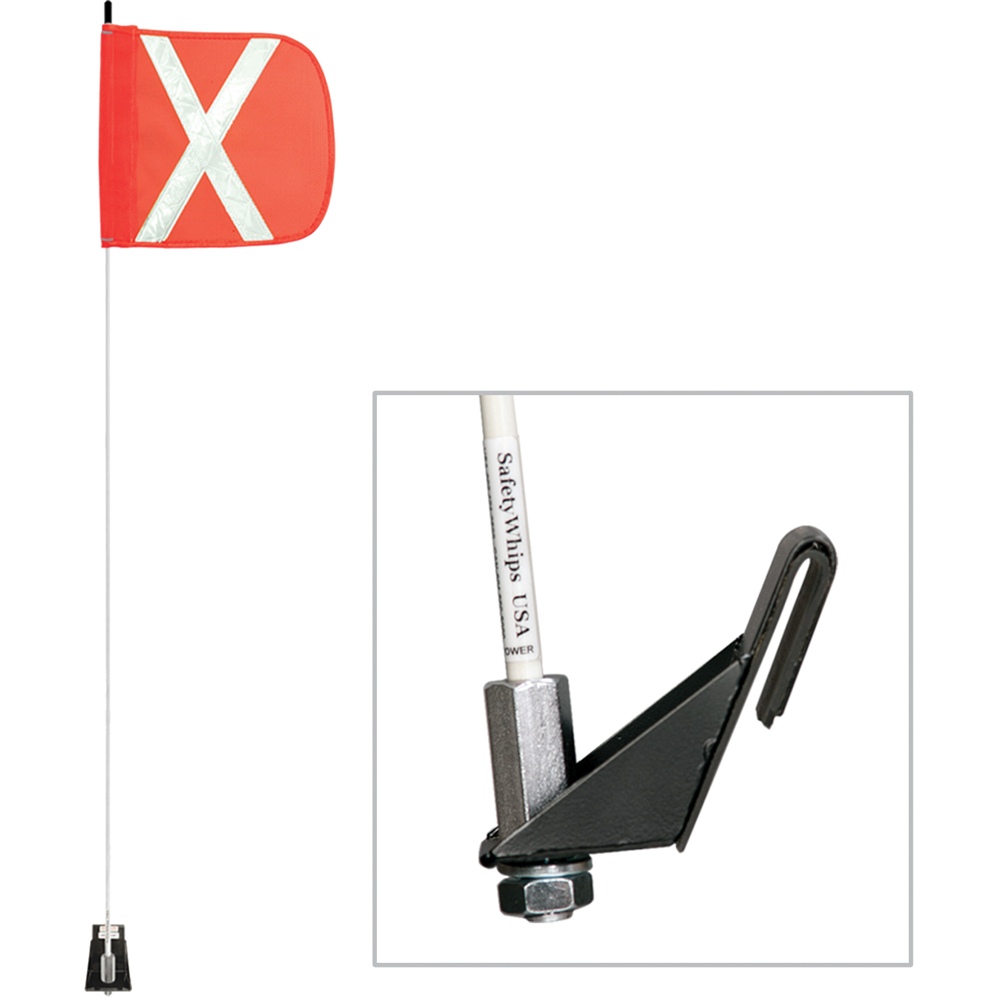 Tiges de sécurité pour travaux légers Safety WhipMD, Fixation Fenêtre, Hauteur 5', Orange