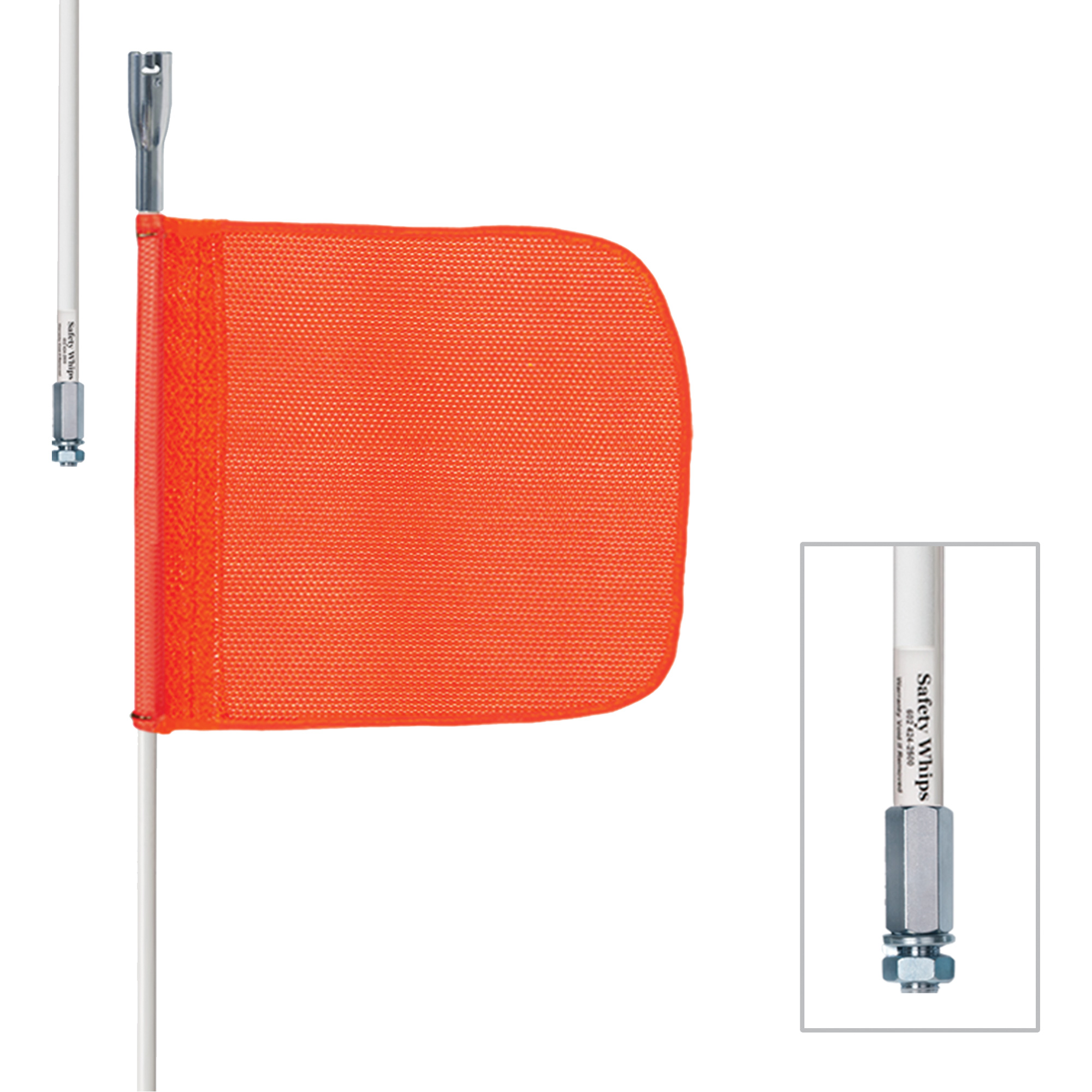 Tiges de sécurité robustes Safety WhipMD, Fixation Fileté, Hauteur 10', Orange