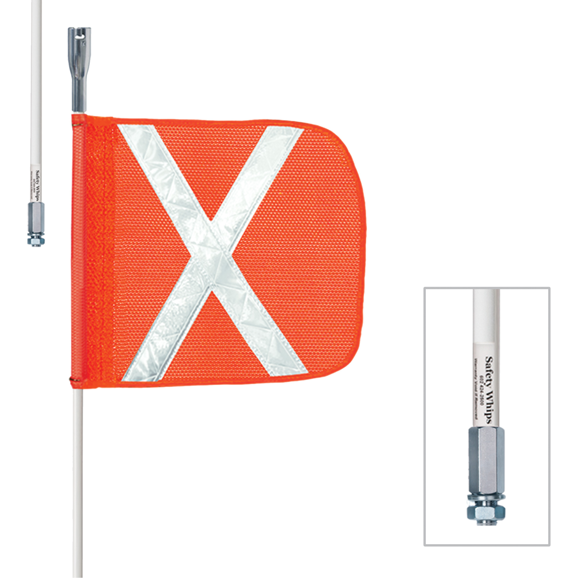 Tiges de sécurité robustes Safety WhipMD, Fixation Fileté, Hauteur 5', Orange