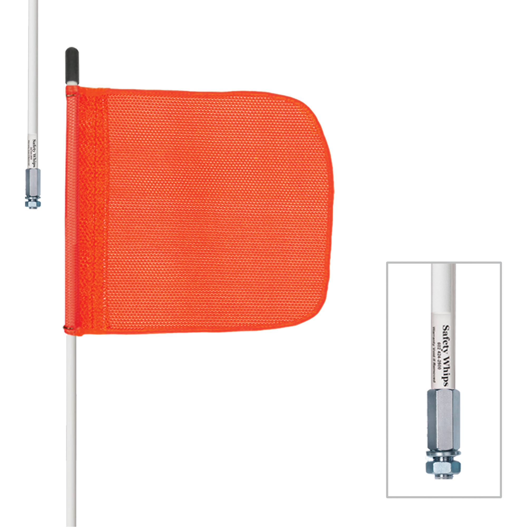 Tiges de sécurité robustes Safety WhipMD, Fixation Fileté, Hauteur 8', Orange