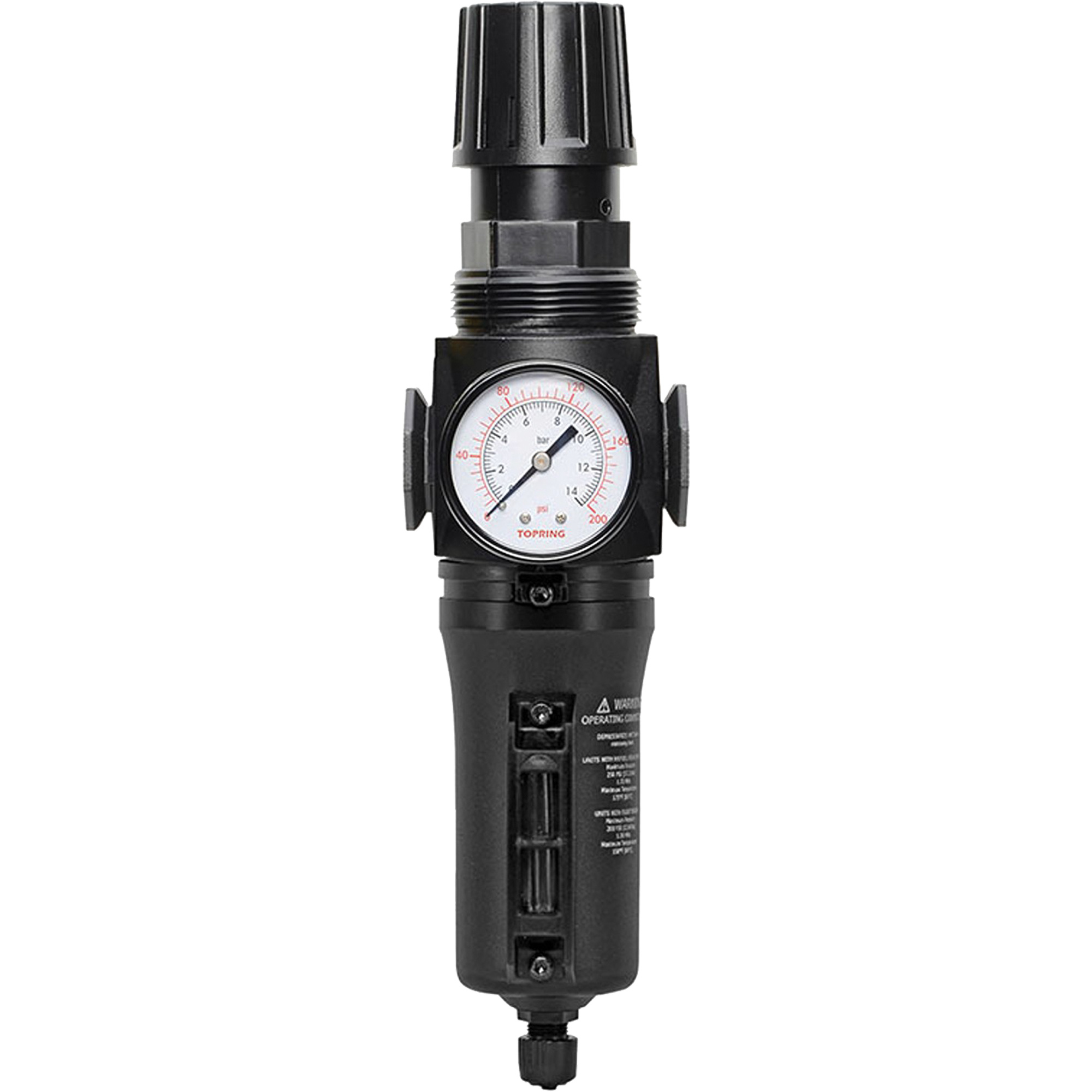 Filtre/régulateur drain manuel avec bol en métal Modulair 300, 1/4" NPT, 250 PSI, Capacité de 5,1 oz liq.