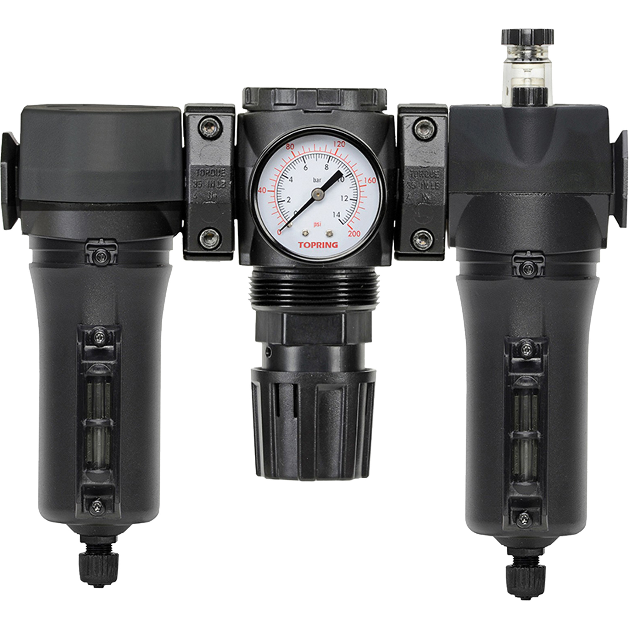 Filtre + régulateur + lubrificateur manuel avec bol en métal 0-150 psi Modulair 300, 1/4" NPT