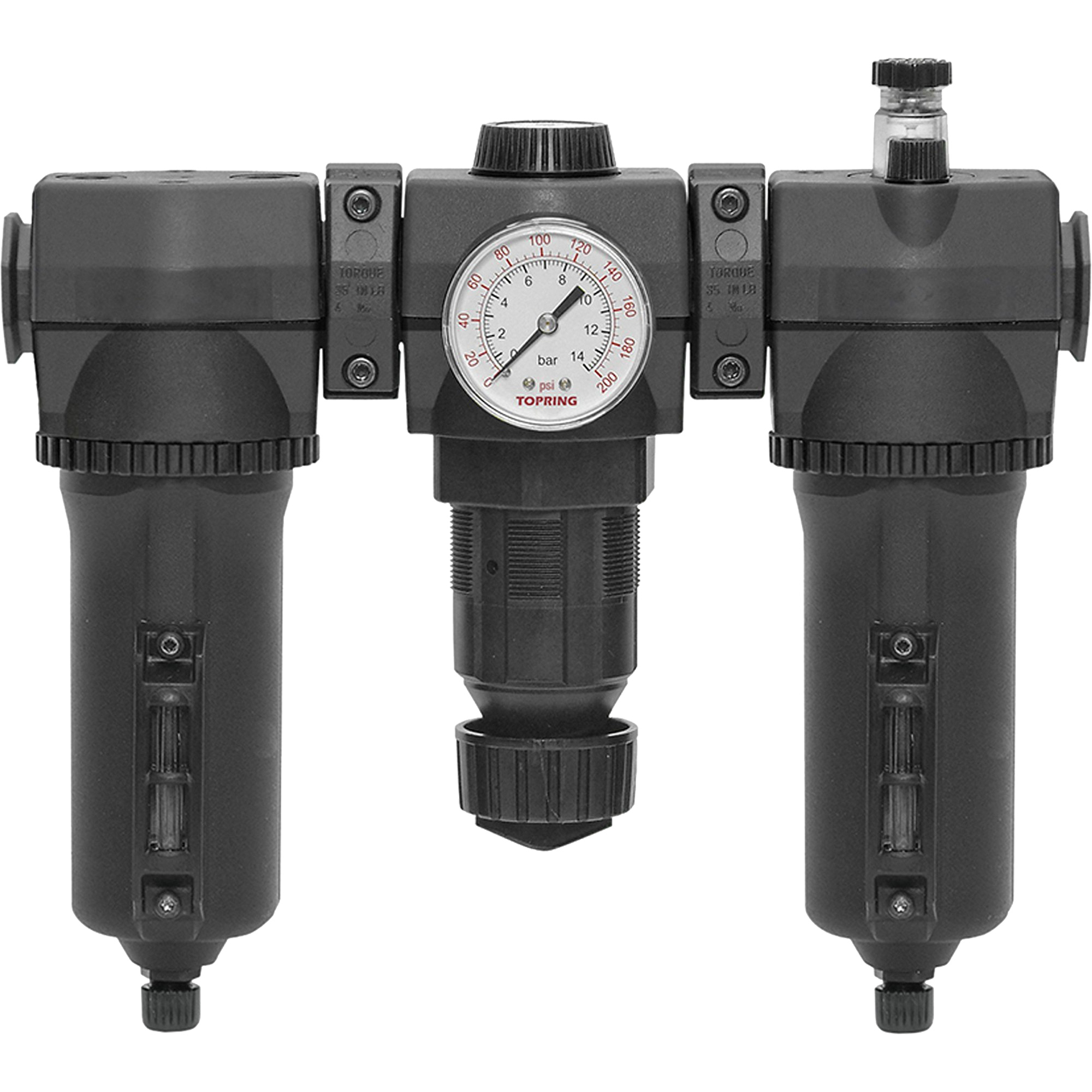 Filtre + régulateur + lubrificateur manuel avec bol en métal 0-150 psi Modulair 400, 1/2" NPT