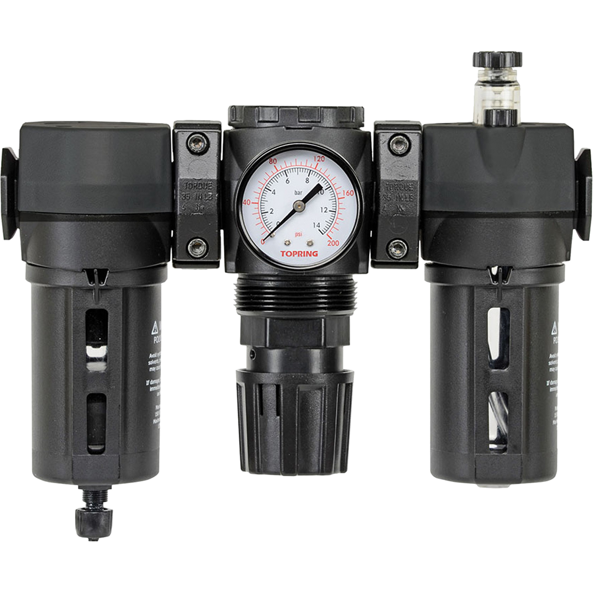 Filtre + régulateur + lubrificateur manuel avec bol standard 0-150 psi Modulair 300, 1/4" NPT