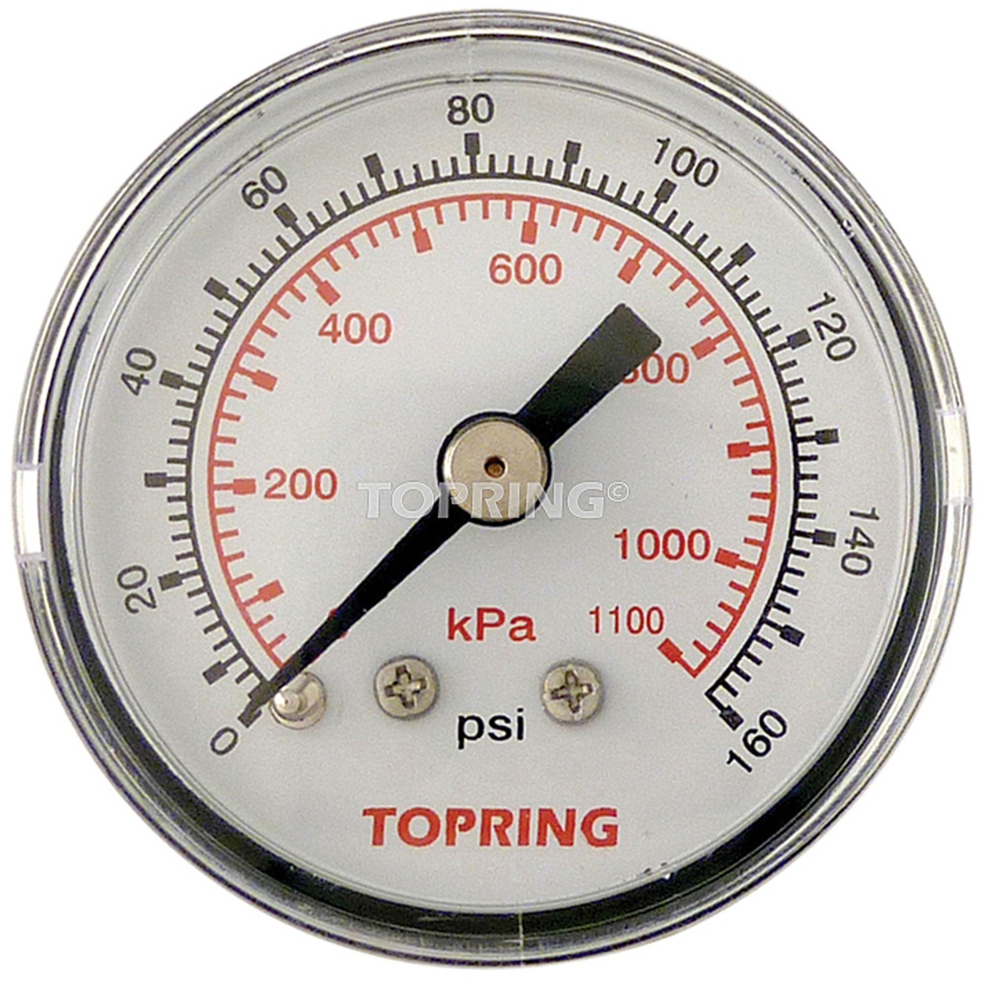 Manomètre, 1-1/2", 0 - 160 psi, Fixation arrière, Analogique