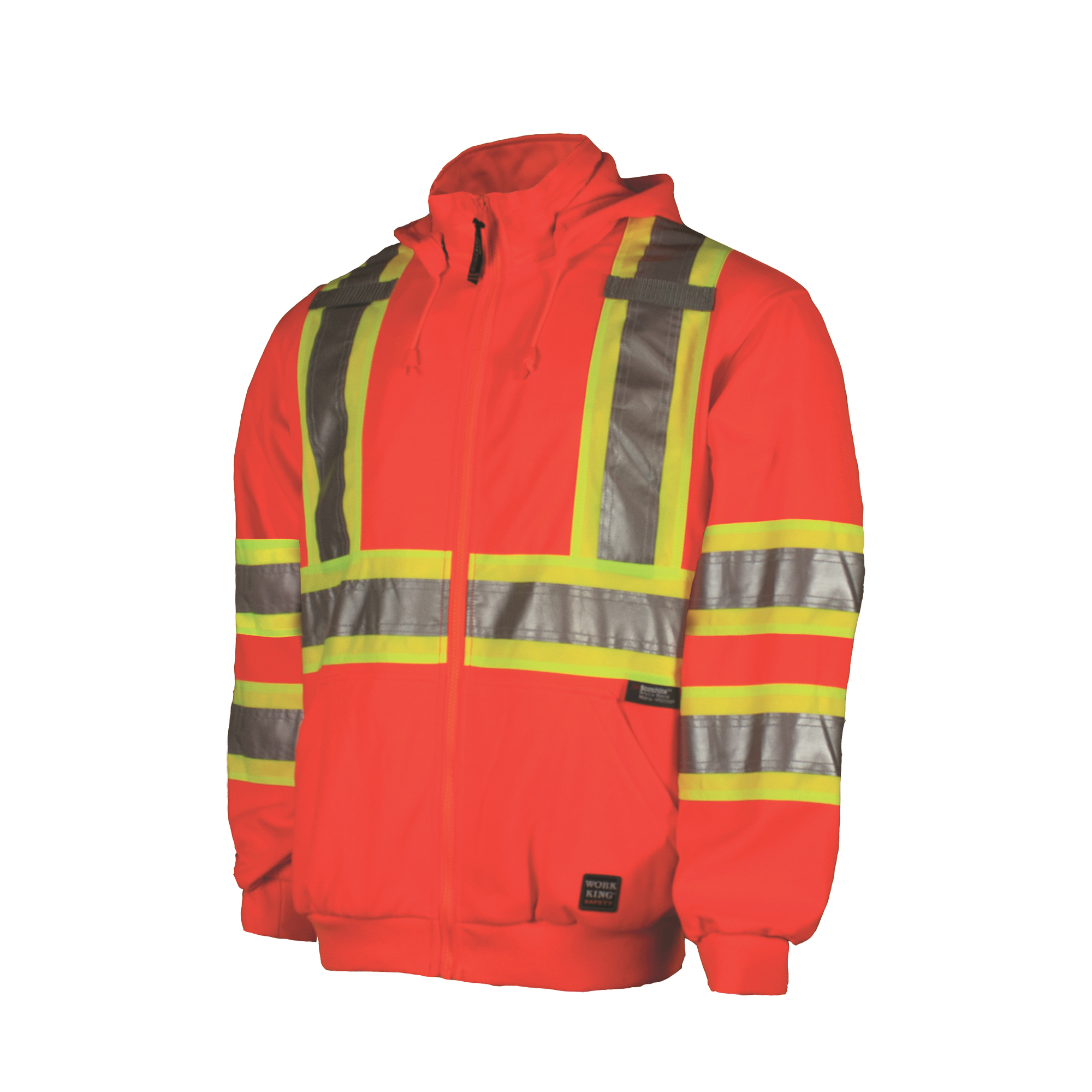 Chandail en molleton avec capuchon et fermeture à glissière avant, Polyester, Orange haute visibilité, 2T-Grand