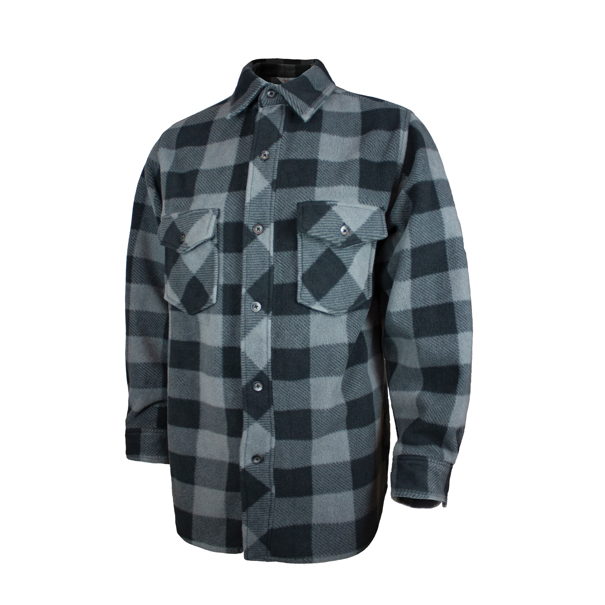 Chemise à carreaux en molleton solaire, Hommes, Moyen, Gris