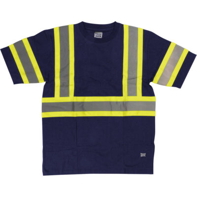 Chemise de sécurité à manches courtes, Coton, 3T-Grand, Bleu marin