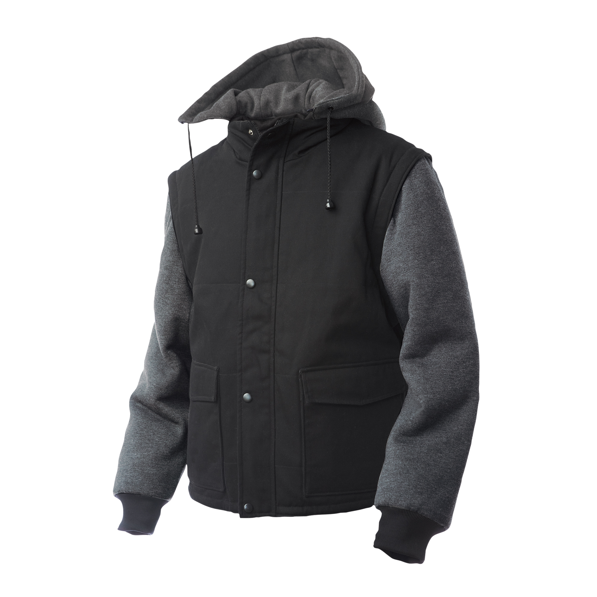Manteau avec manches à fermeture à glissière, Hommes, Moyen, Noir