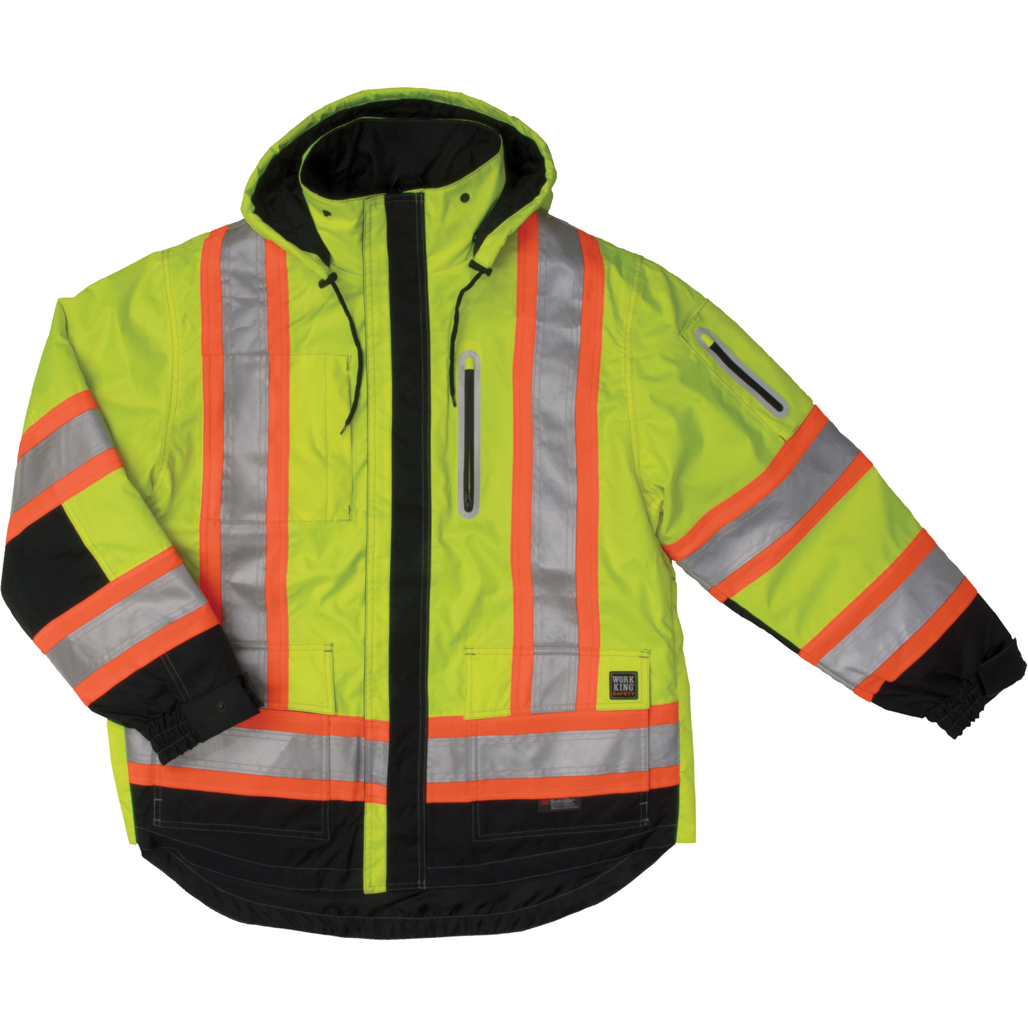 Manteau de sécurité 4-en-1 en tissu indéchirable, Polyester, Jaune lime haute visibilité, Petit