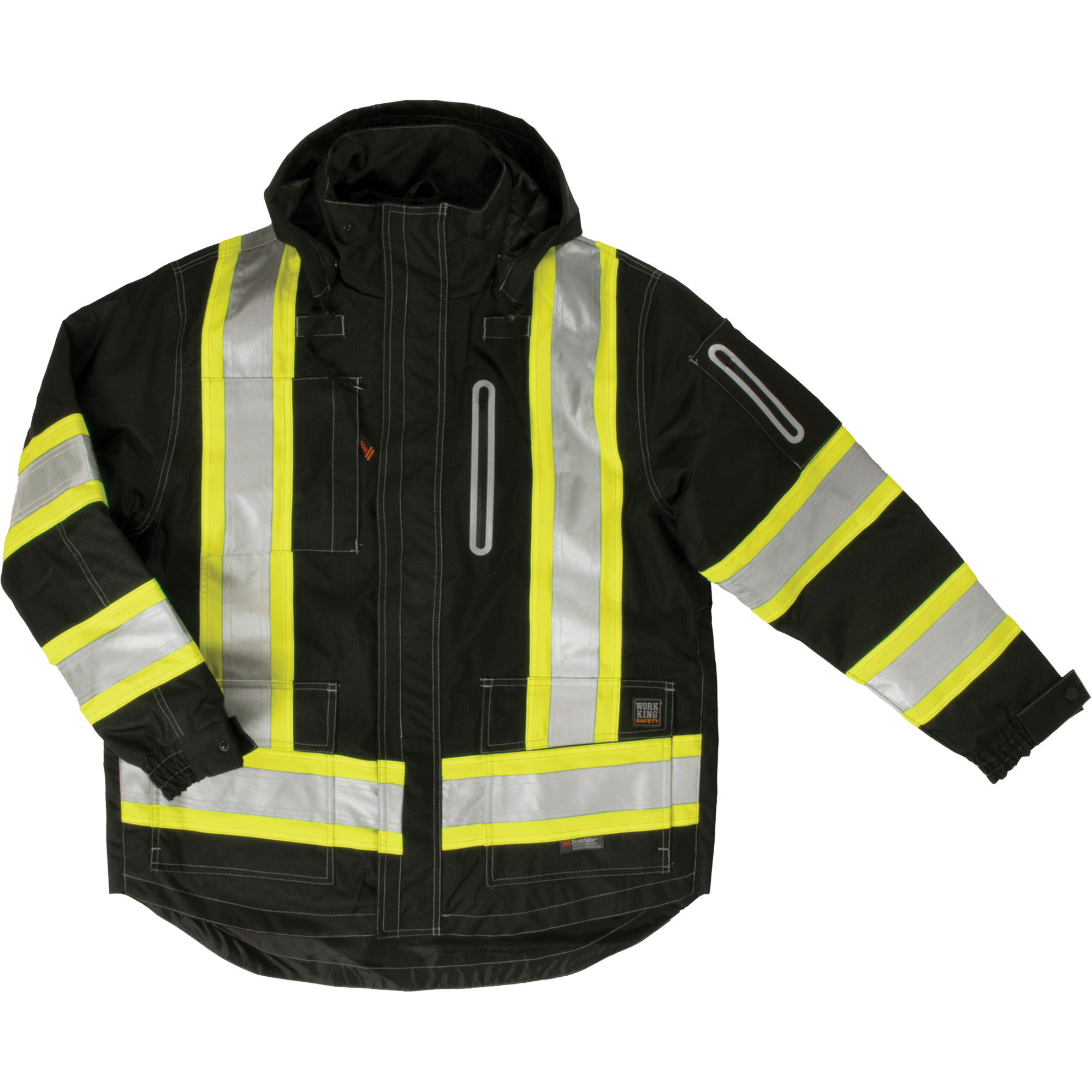 Manteau de sécurité 4-en-1 en tissu indéchirable, Polyester, Noir, 2T-Grand