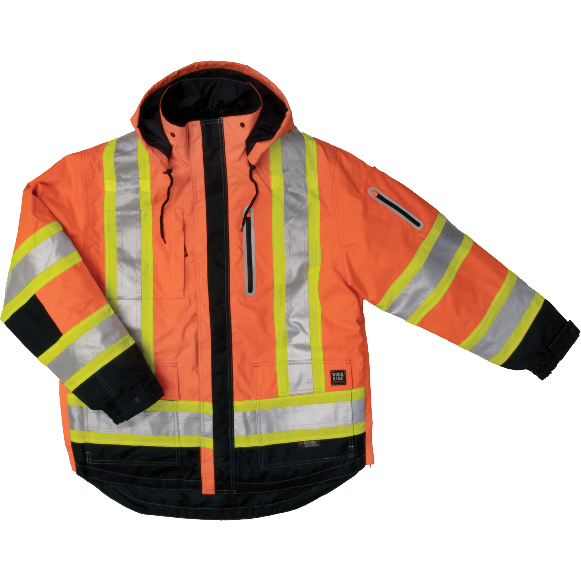 Manteau de sécurité 4-en-1 en tissu indéchirable, Polyester, Orange haute visibilité, 2T-Grand