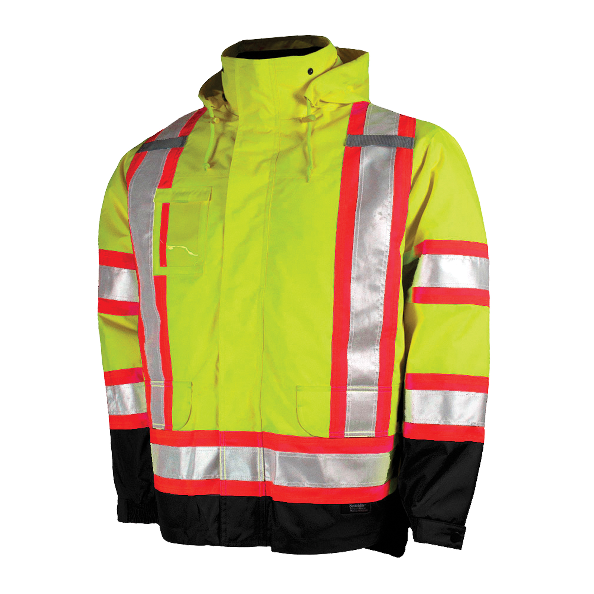 Manteau de sécurité 5-en-1, Polyester/Polyuréthane, Jaune lime haute visibilité, 4T-Grand