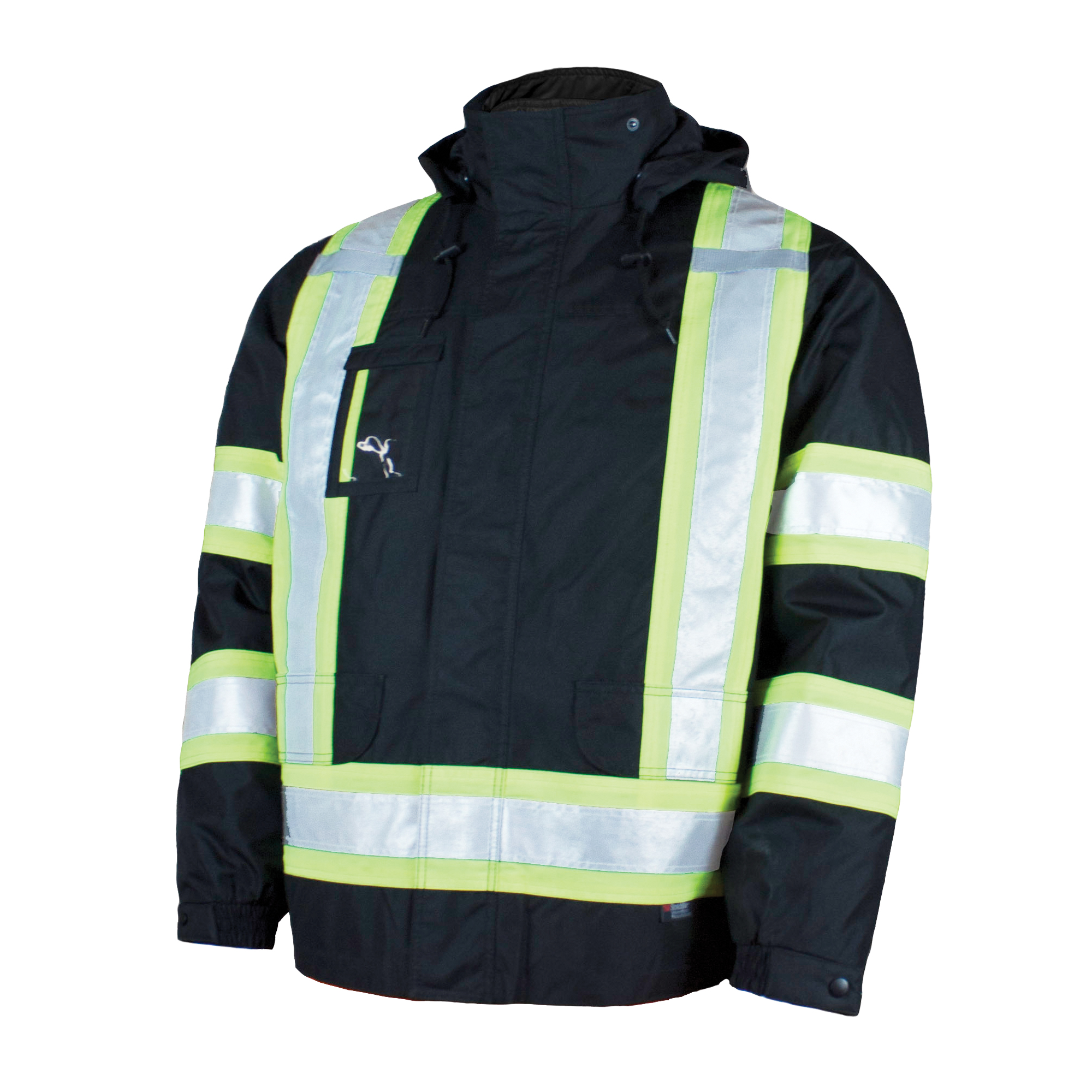 Manteau de sécurité 5-en-1, Polyester/Polyuréthane, Noir, 4T-Grand