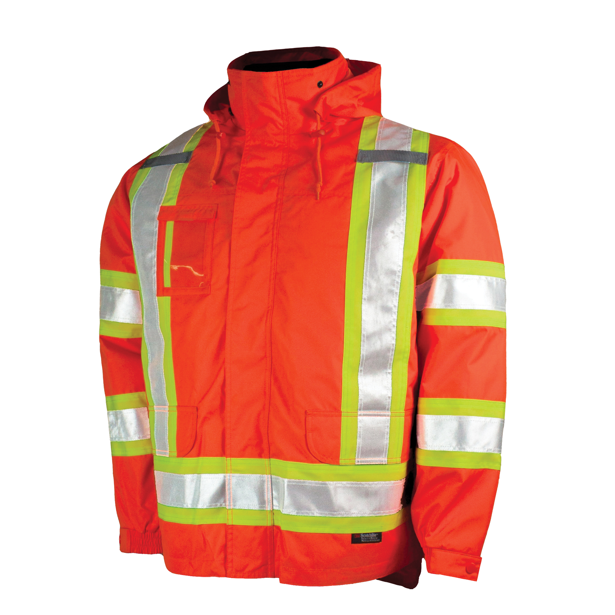 Manteau de sécurité 5-en-1, Polyester/Polyuréthane, Orange haute visibilité, 5T-Grand