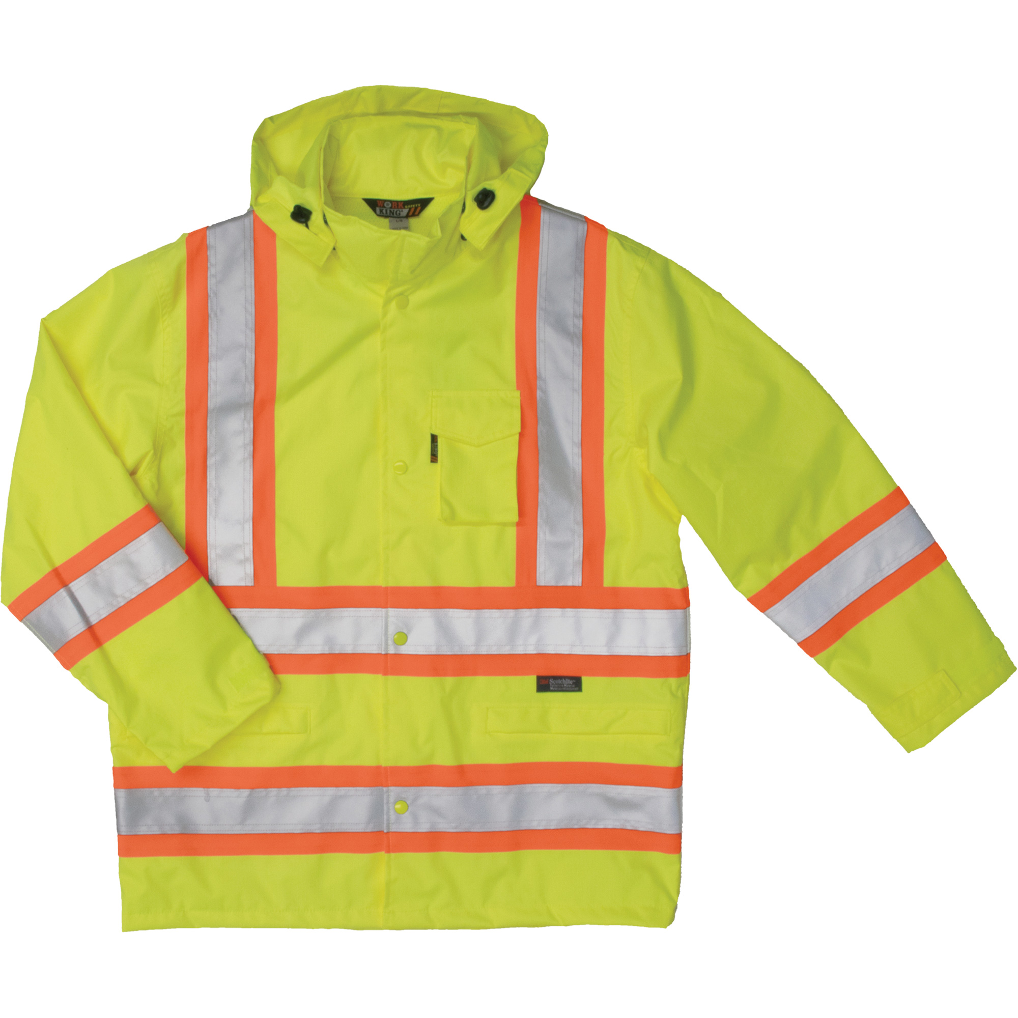 Manteau de sécurité imperméable en tissu indéchirable Ripstop, Polyester, 2T-Grand, Jaune lime haute visibilité