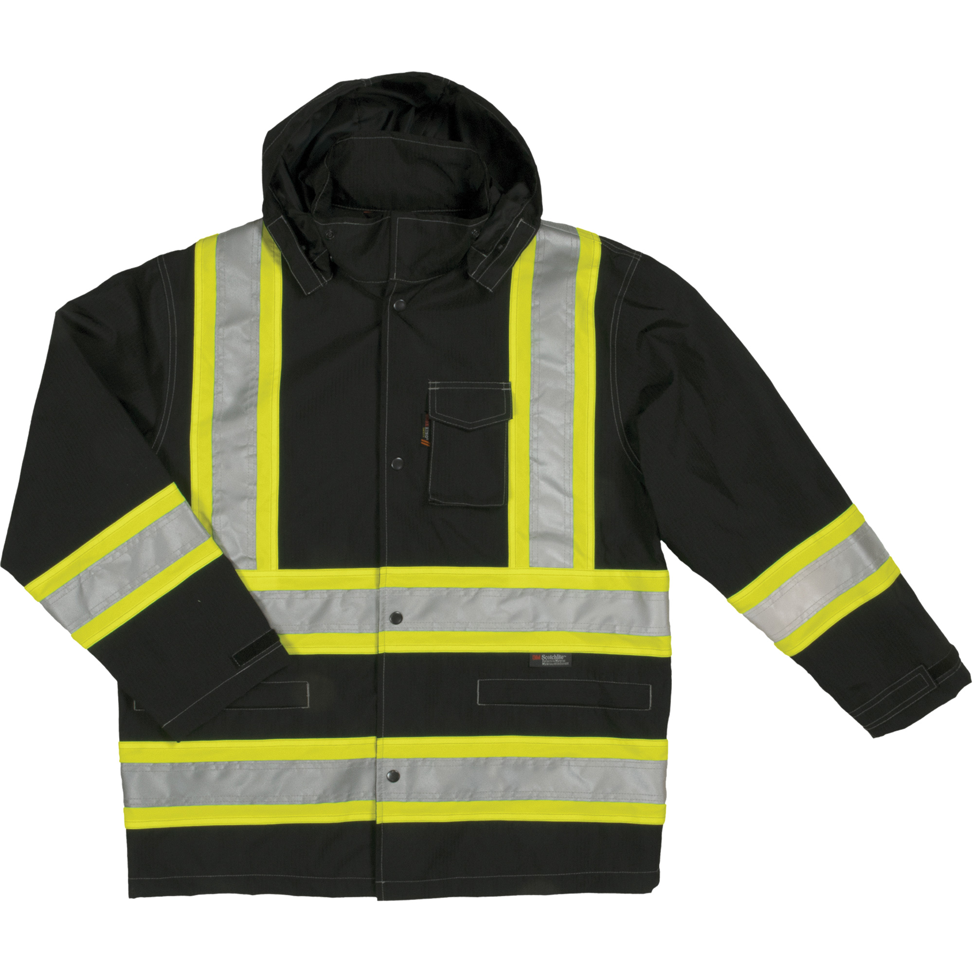 Manteau de sécurité imperméable en tissu indéchirable Ripstop, Polyester, 2T-Grand, Noir