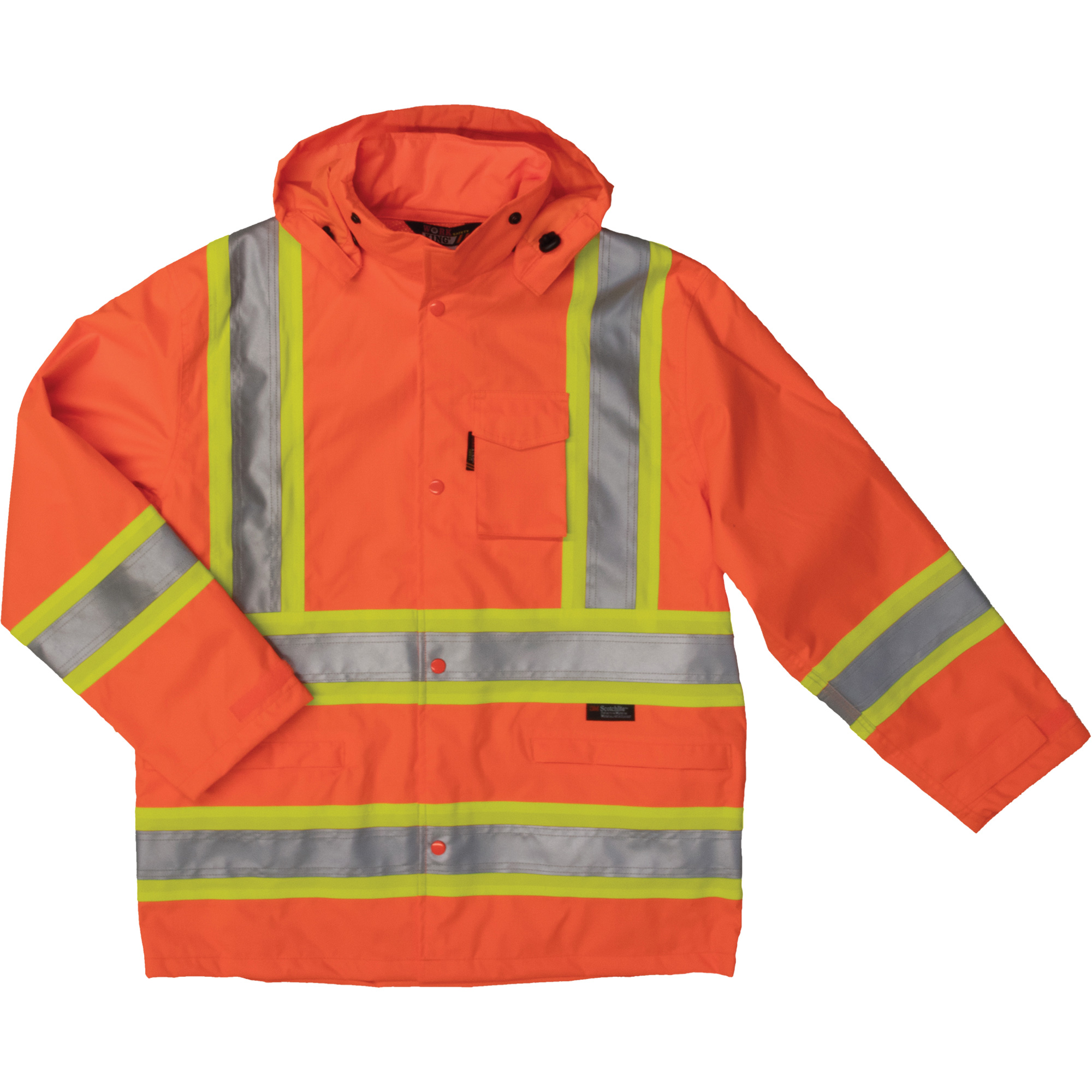 Manteau de sécurité imperméable en tissu indéchirable Ripstop, Polyester, 2T-Grand, Orange haute visibilité