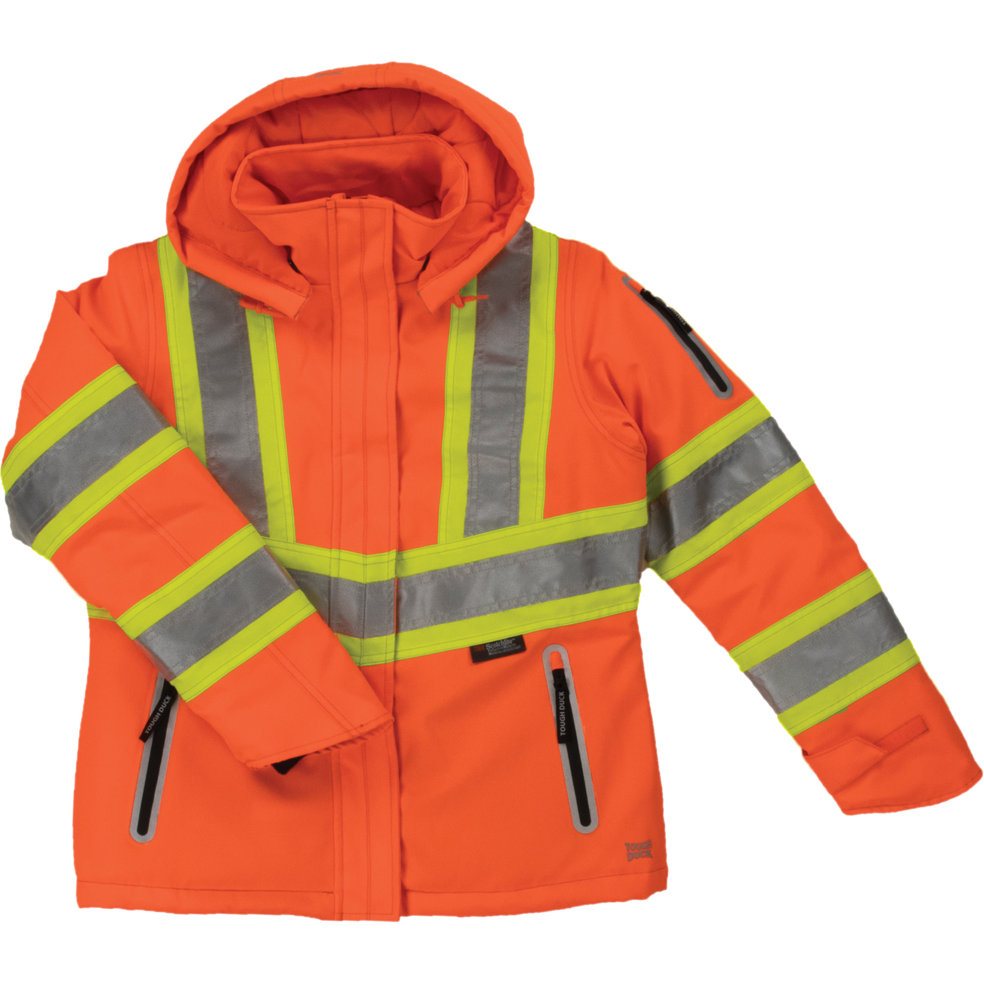 Manteau de sécurité isolant et extensible pour femmes, Polyester, Orange haute visibilité, 2T-Grand