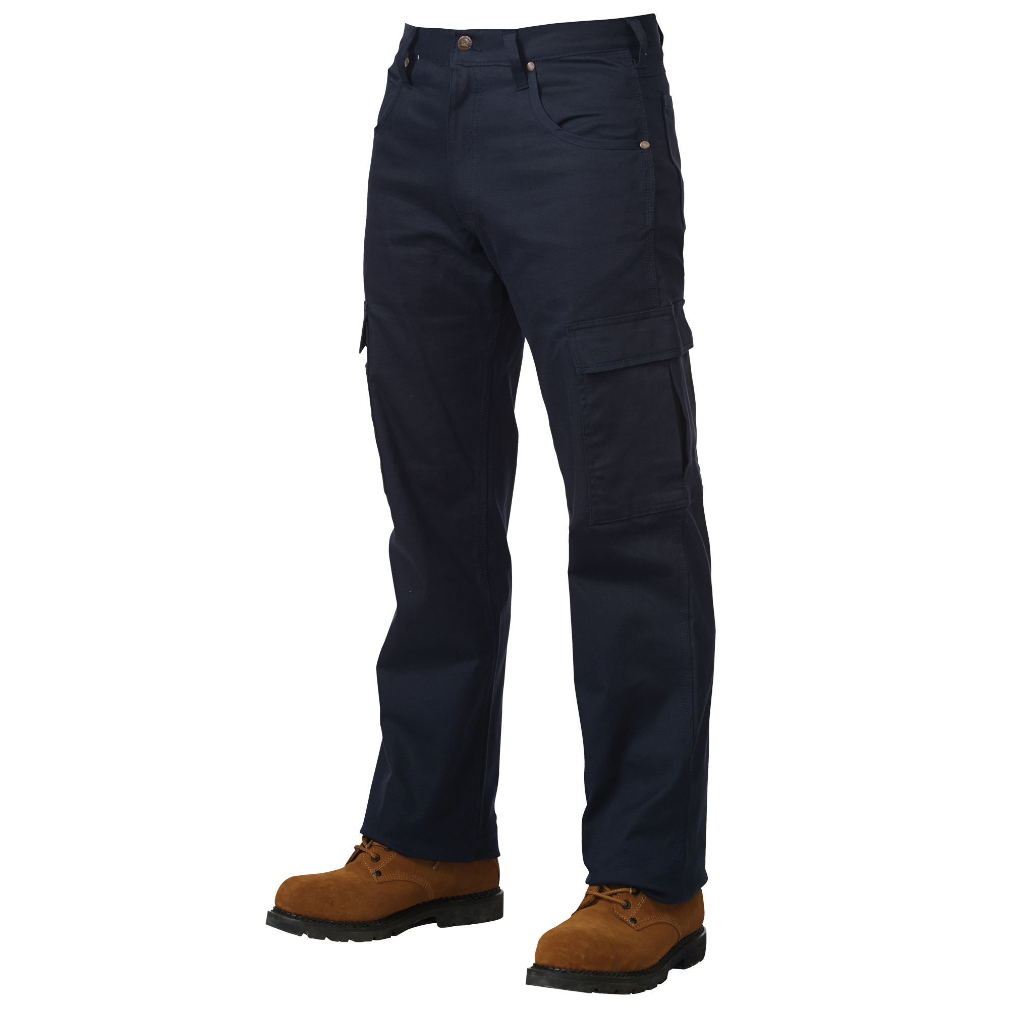 Pantalon cargo en serge extensible, Coton, Bleu marine, Taille 40, Entrejambe 34