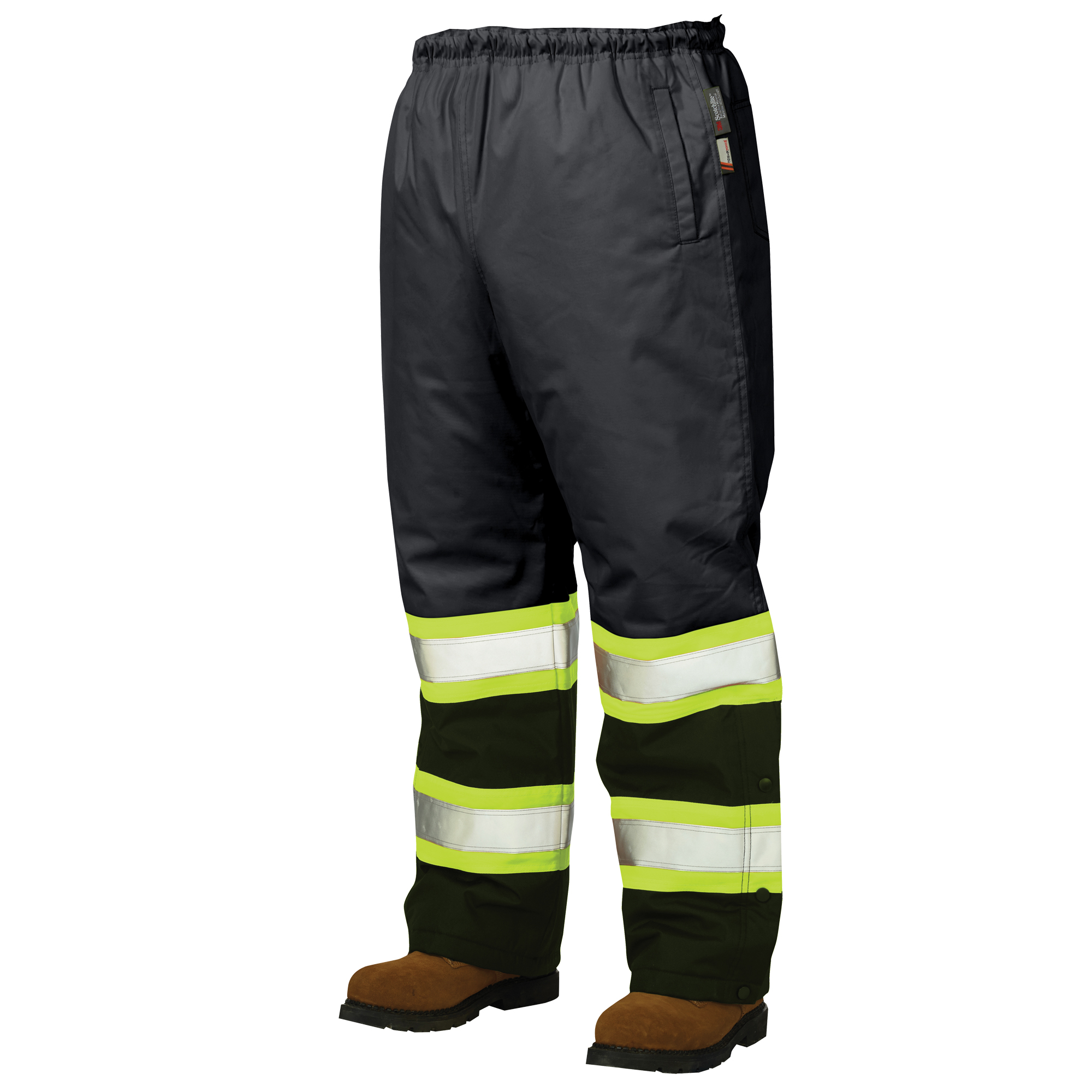 Pantalons à enfiler de sécurité doublés, Polyester, 3T-Grand, Noir