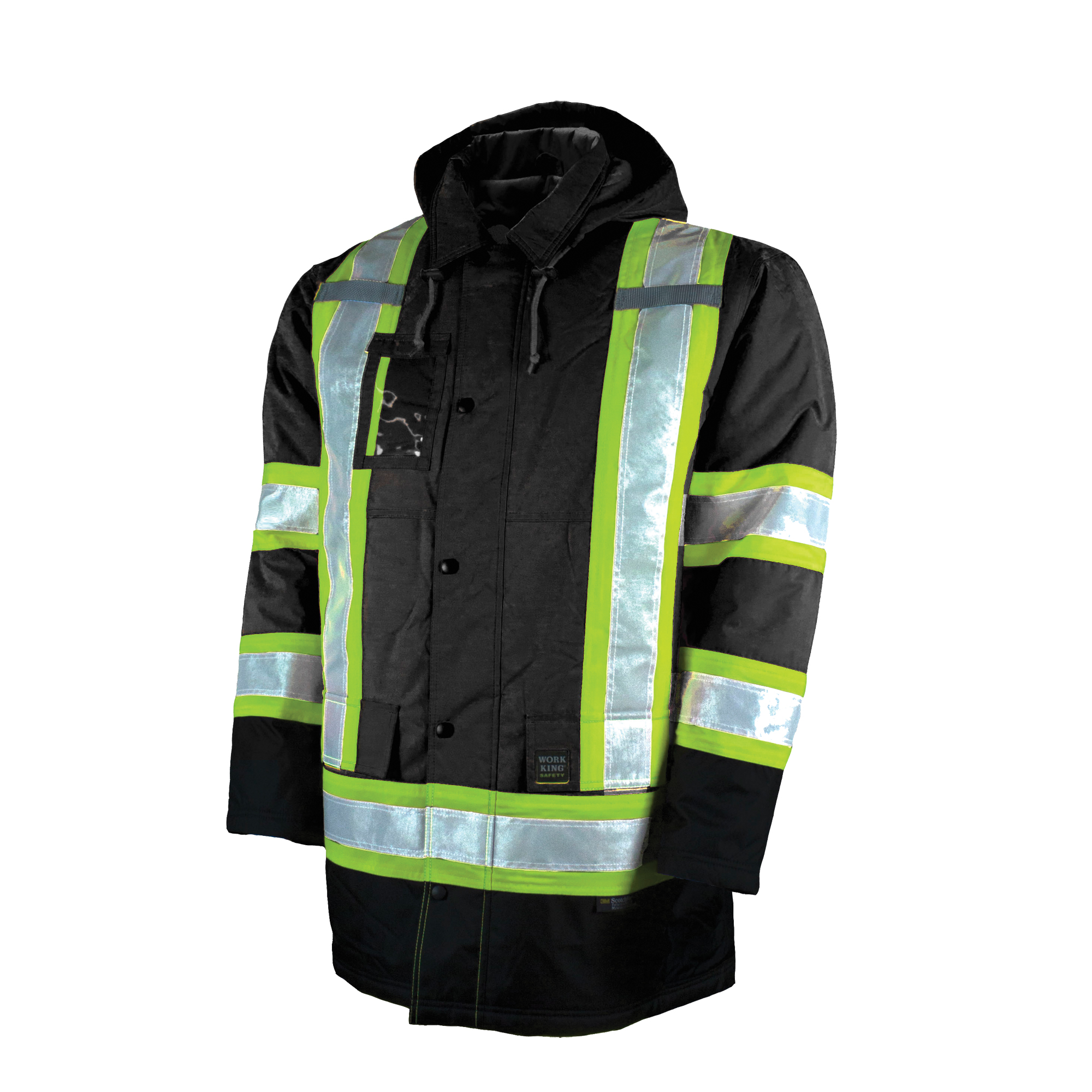 Parka de sécurité doublé, Noir, T-Grand