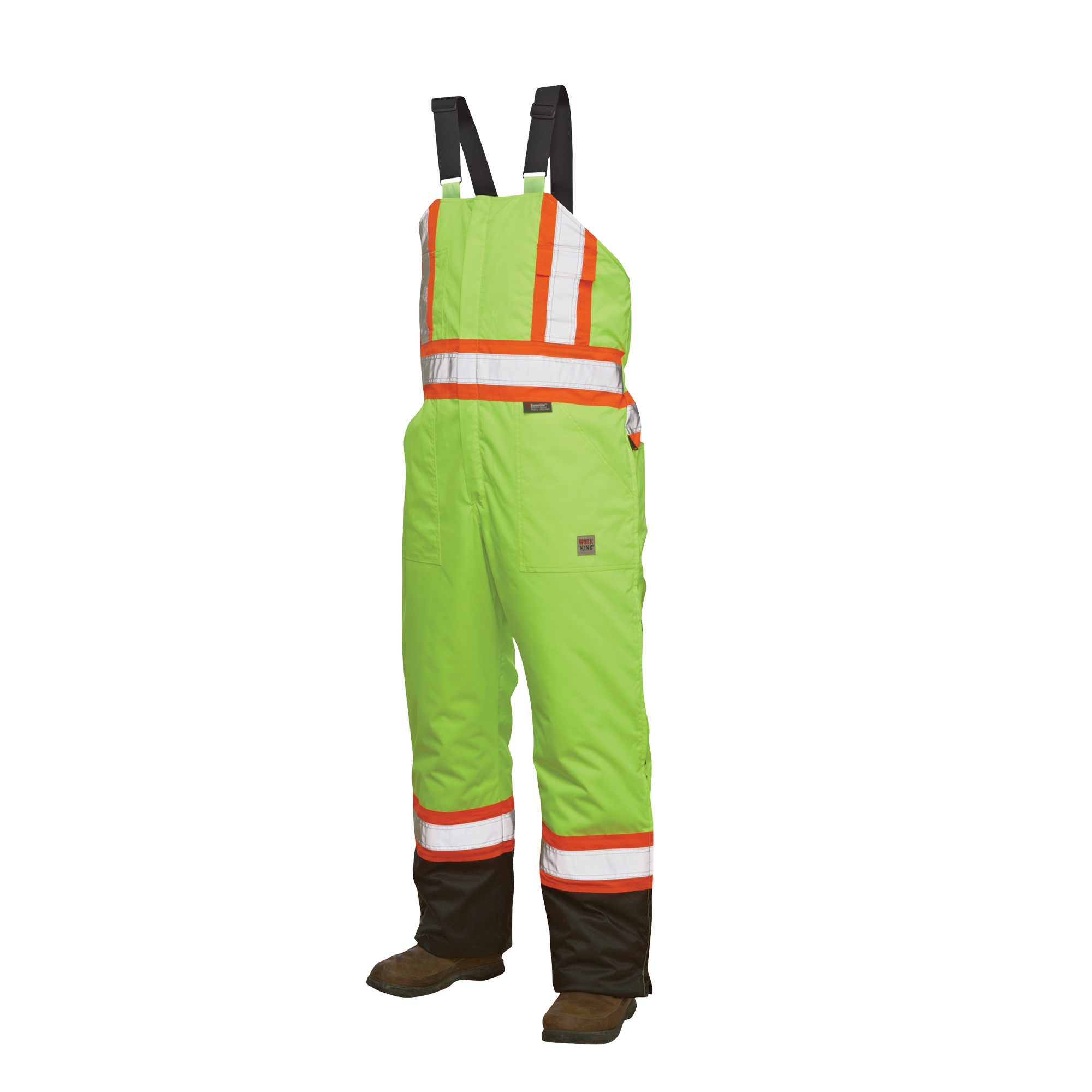 Salopettes de sécurité doublée, Polyester/Polyuréthane, 4T-Grand, Jaune lime haute visibilité