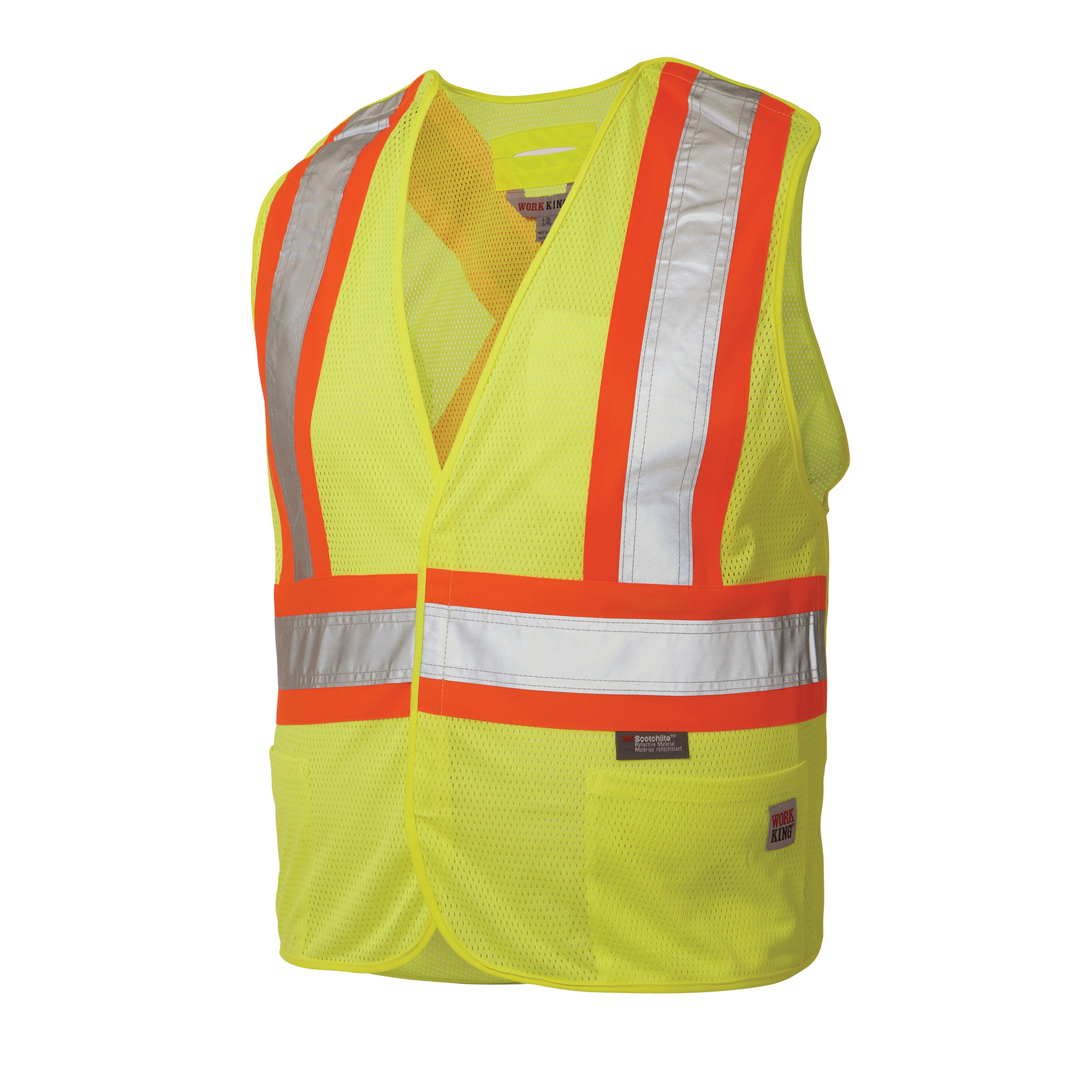 Veste de sécurité détachable en cinq points, Jaune lime haute visibilité, Moyen/Petit, Polyester