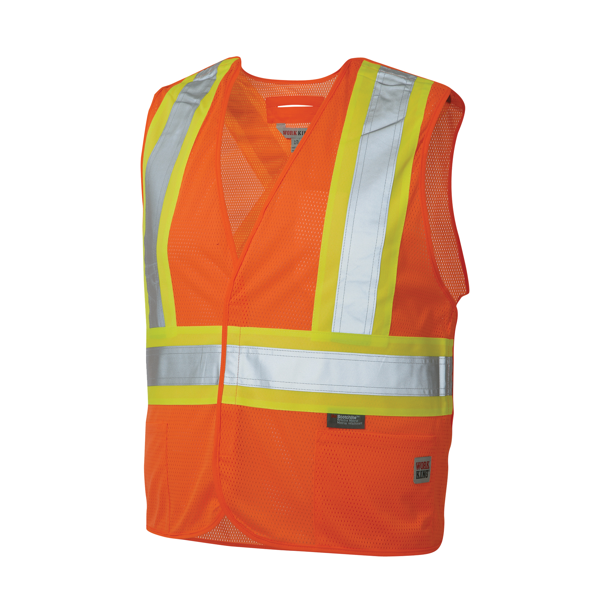 Veste de sécurité détachable en cinq points, Orange haute visibilité, 2T-Grand/3T-Grand, Polyester