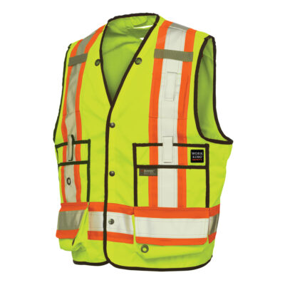 Veste de sécurité pour arpenteur, Jaune lime haute visibilité, 3T-Grand, Polyester