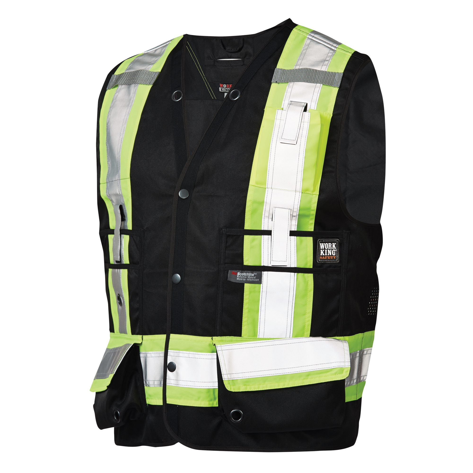 Veste de sécurité pour arpenteur, Noir, 3T-Grand, Polyester