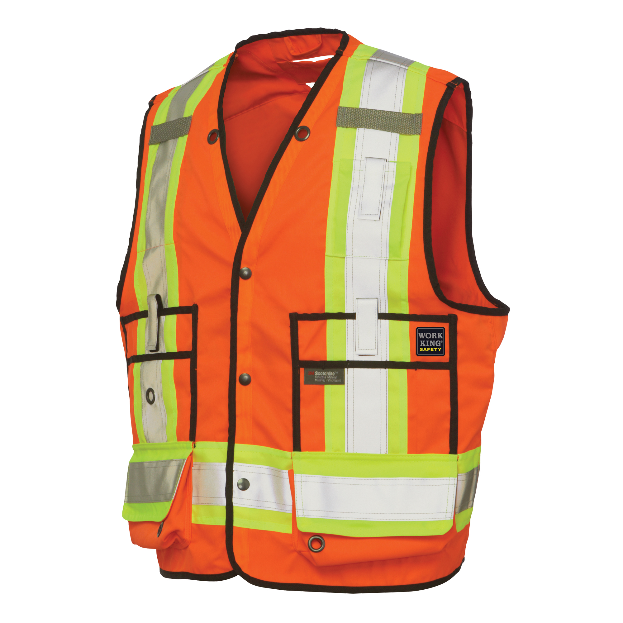 Veste de sécurité pour arpenteur, Orange haute visibilité, Grand, Polyester