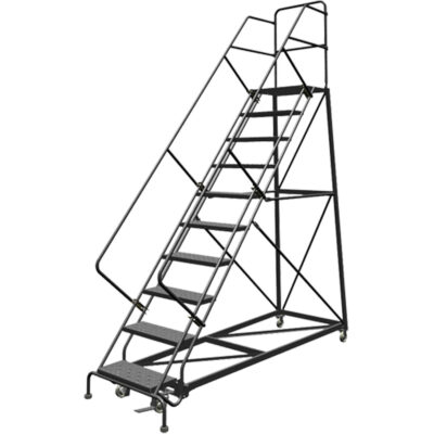 Échelles en angle de sécurité, 10 marches, Perforé, Inclinaison 50°, Hauteur 100"