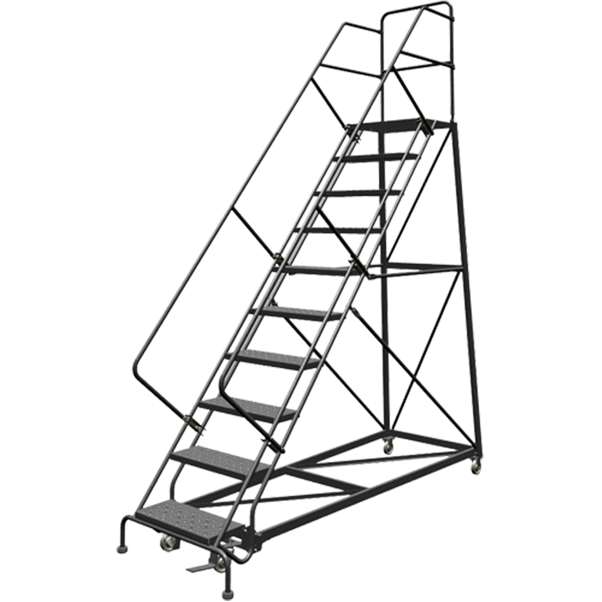 Échelles en angle de sécurité, 10 marches, Perforé, Inclinaison 50°, Hauteur 100"