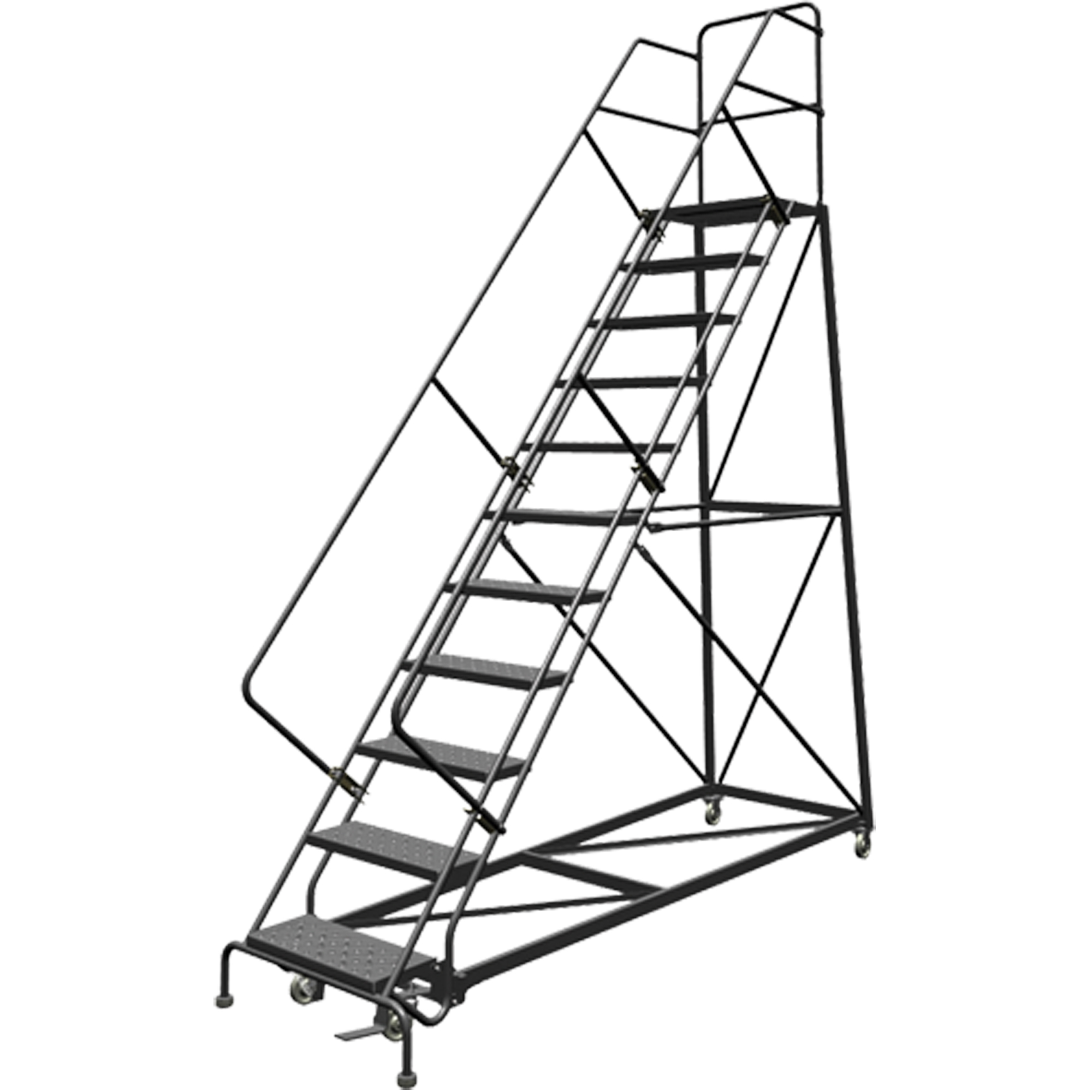 Échelles en angle de sécurité, 11 marches, Perforé, Inclinaison 50°, Hauteur 110"