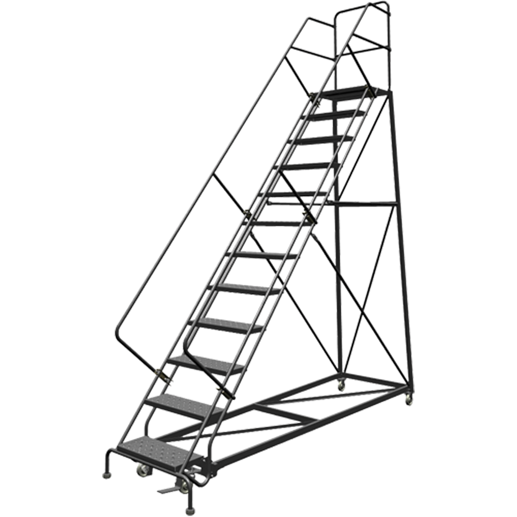 Échelles en angle de sécurité, 12 marches, Perforé, Inclinaison 50°, Hauteur 120"