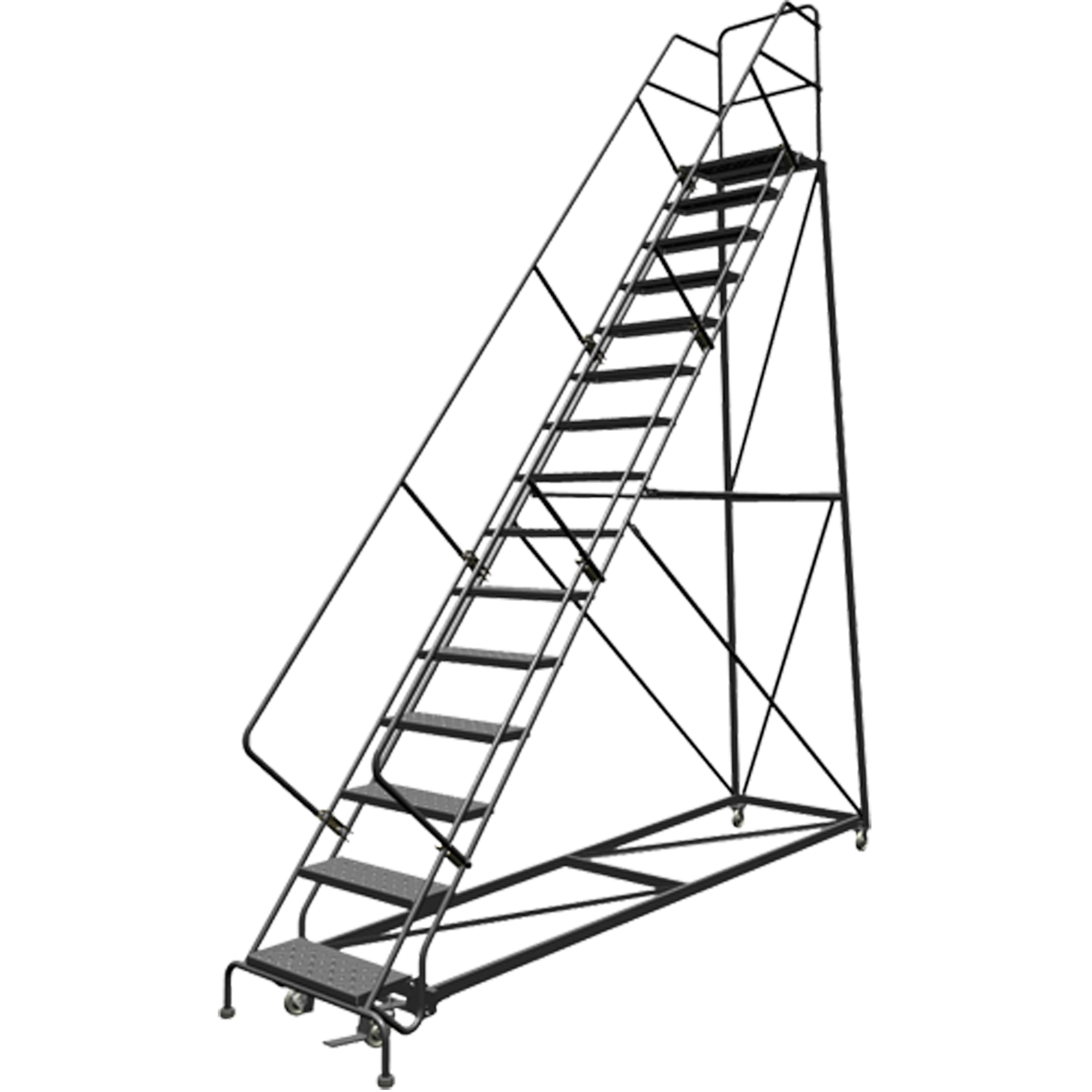 Échelles en angle de sécurité, 15 marches, Perforé, Inclinaison 50°, Hauteur 150"