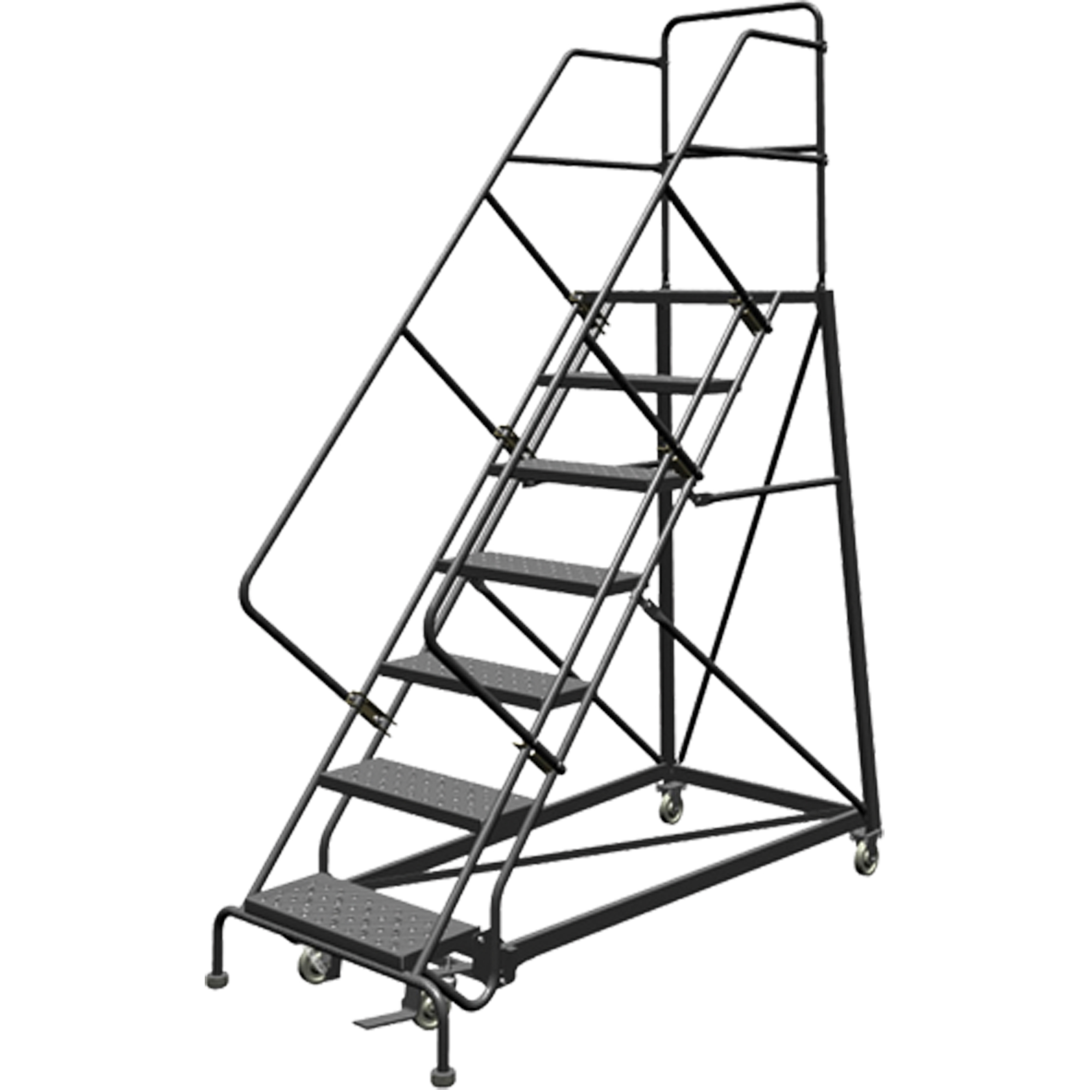 Échelles en angle de sécurité, 7 marches, Perforé, Inclinaison 50°, Hauteur 70"