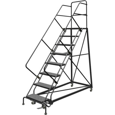 Échelles en angle de sécurité, 8 marches, Perforé, Inclinaison 50°, Hauteur 80"