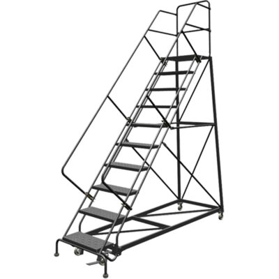 Échelles en angle de sécurité, 9 marches, Perforé, Inclinaison 50°, Hauteur 90"