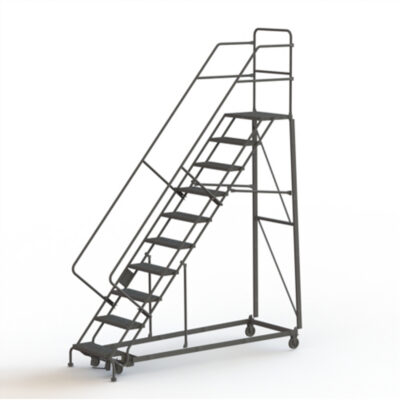 Échelles robustes en angle de sécurité, 10 marches, Perforé, Inclinaison 50°, Hauteur 100"