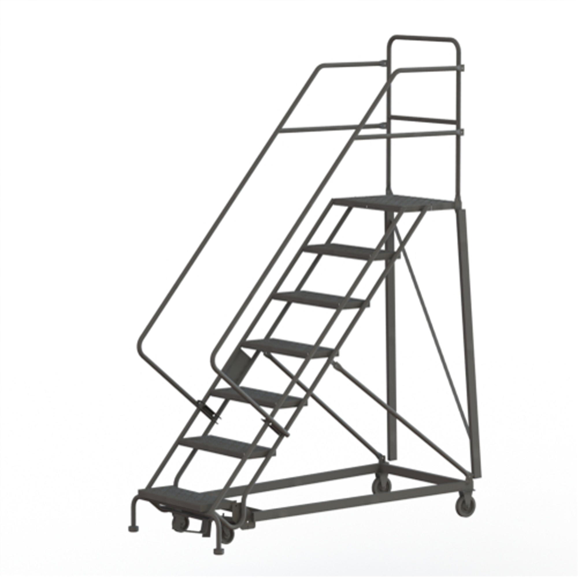 Échelles robustes en angle de sécurité, 7 marches, Perforé, Inclinaison 50°, Hauteur 70"