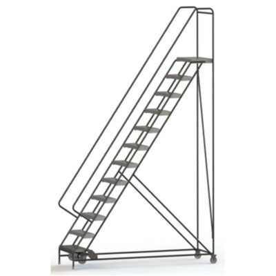 Échelles roulantes, 12 marches, Largeur de la marche 24", Hauteur de la plateforme 120", Aluminium