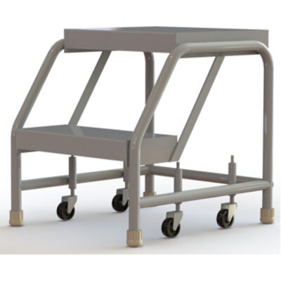 Échelles roulantes, 2 marches, Largeur de la marche 16", Hauteur de la plateforme 20", Aluminium