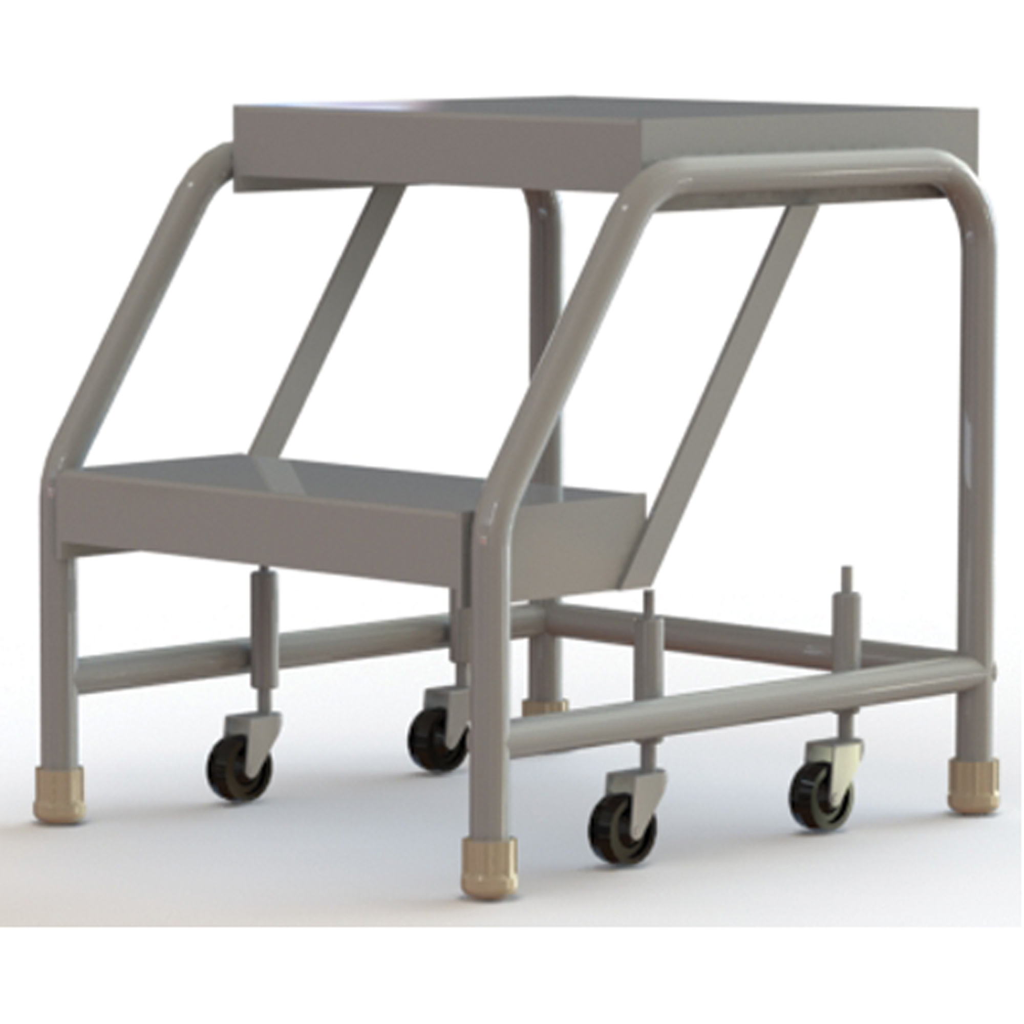 Échelles roulantes, 2 marches, Largeur de la marche 16", Hauteur de la plateforme 20", Aluminium