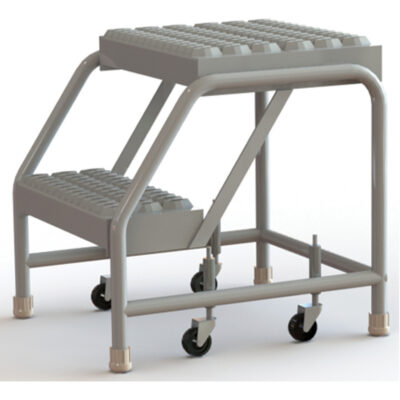 Échelles roulantes, 2 marches, Largeur de la marche 16", Hauteur de la plateforme 20", Aluminium