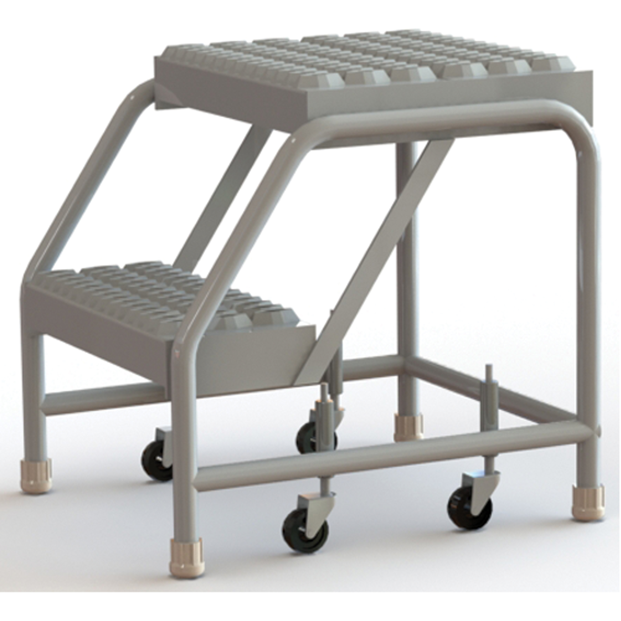 Échelles roulantes, 2 marches, Largeur de la marche 16", Hauteur de la plateforme 20", Aluminium
