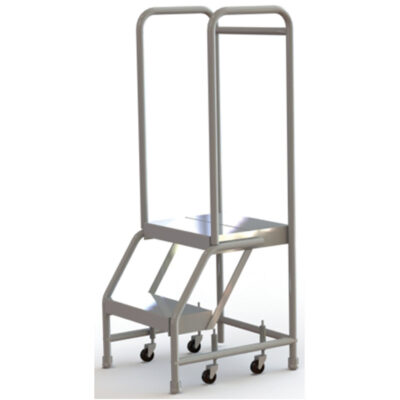Échelles roulantes, 2 marches, Largeur de la marche 16", Hauteur de la plateforme 20", Aluminium