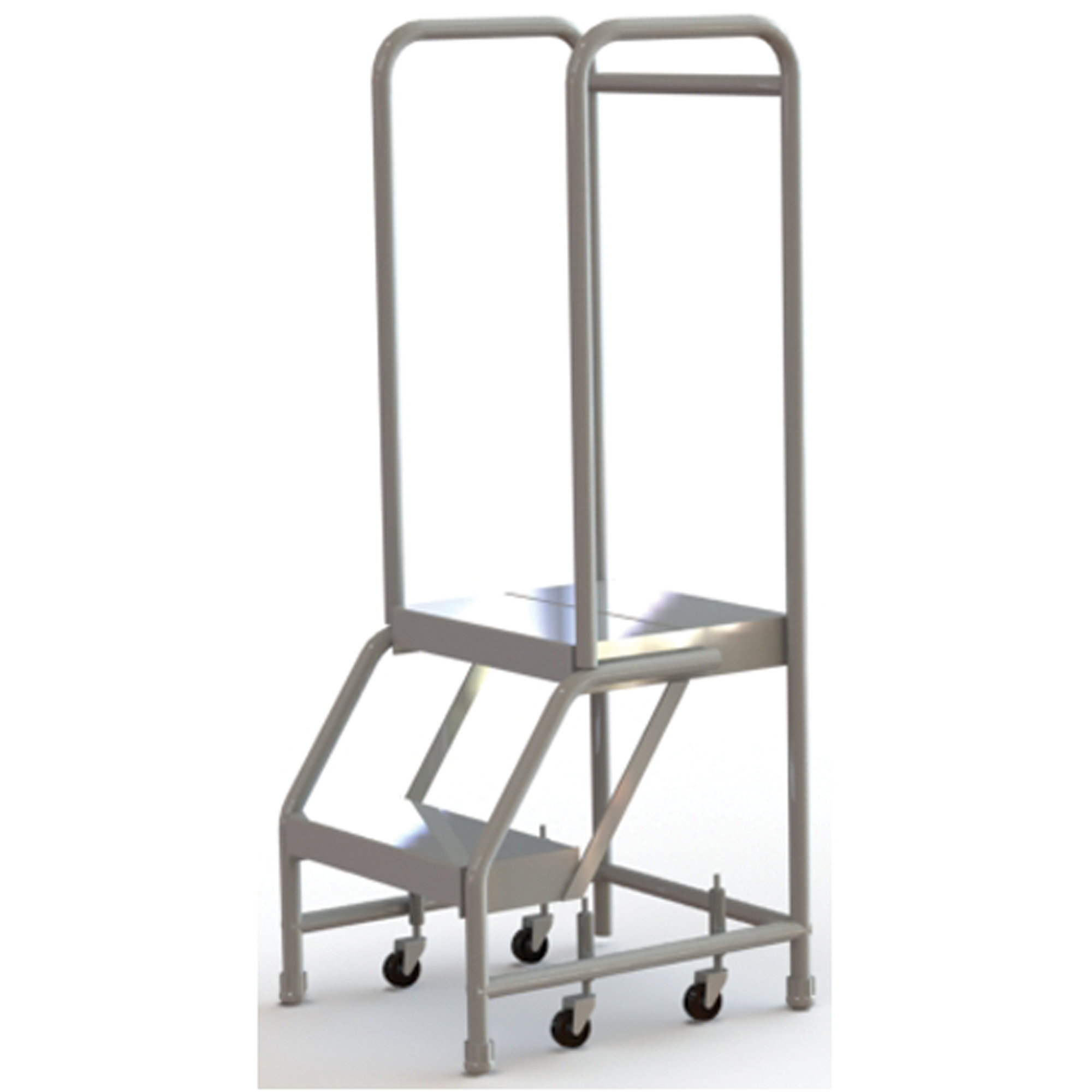 Échelles roulantes, 2 marches, Largeur de la marche 16", Hauteur de la plateforme 20", Aluminium